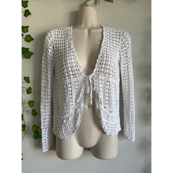 Vintage Tops - ❗️FINAL SALE! Awesome 90’s Vintage Liz Claiborne White Boho Knitted Top